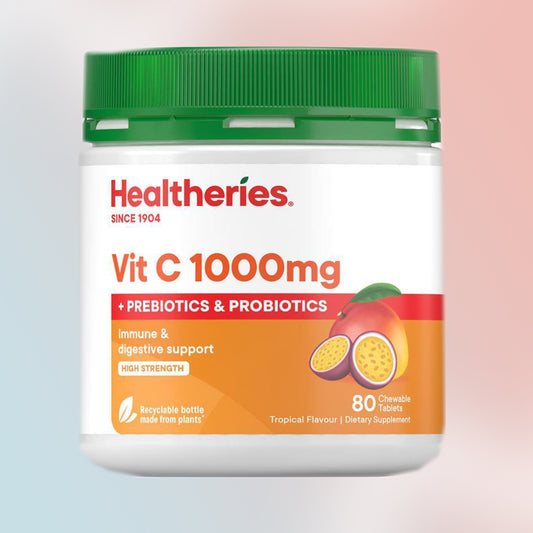 Healtheries Vitamin C 1000mg Plus Prebiotics & Probiotics 80 Tablets